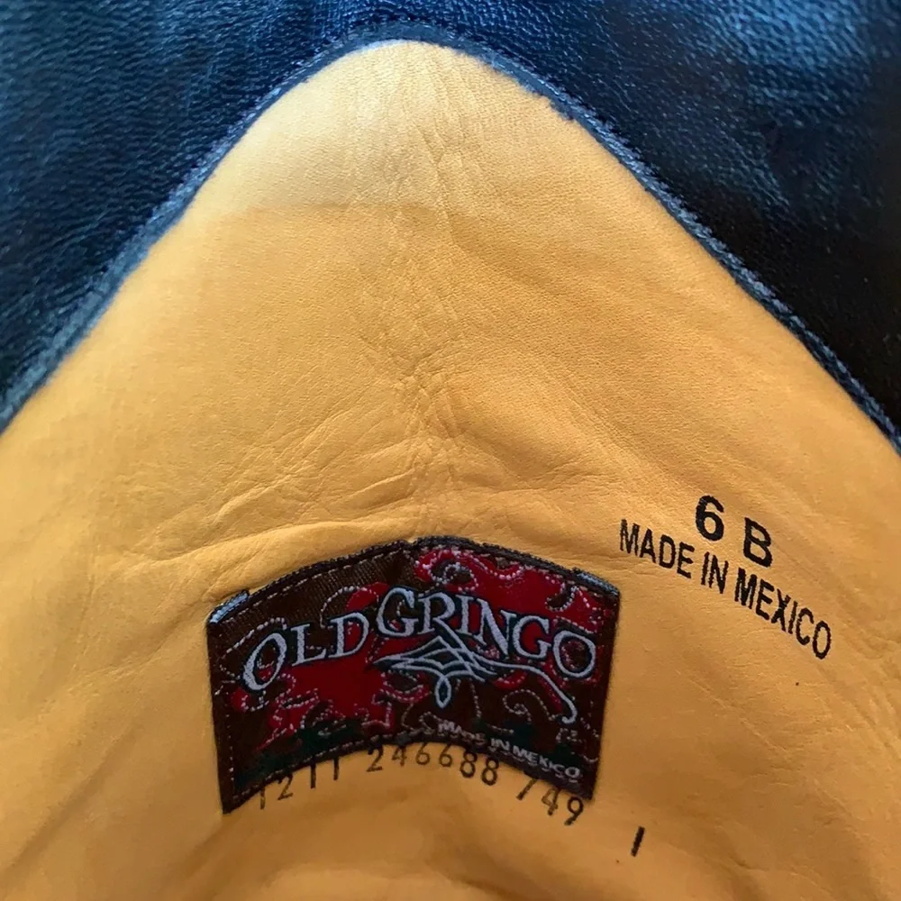 OLD GRINGO Rare Tall Studded Black Leather Cowgirl Western Boots Size 6 - Picture 10 of 12